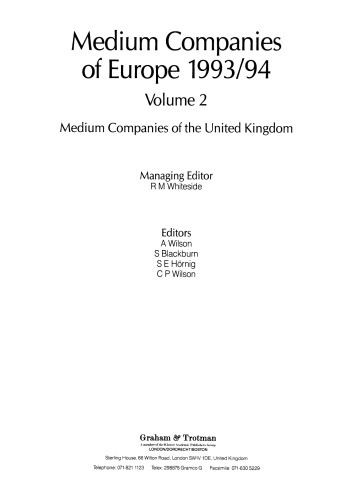 ﻿شرکتهای متوسط ​​اروپا 1993/94: جلد 2 شرکتهای متوسط ​​انگلستان
