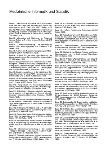 ﻿پیش آگهی و تصمیم گیری در پزشکی: 30 کنفرانس سالانه GMDS دوسلدورف، 16.-19. سپتامبر 1985 مجموعه مقالات