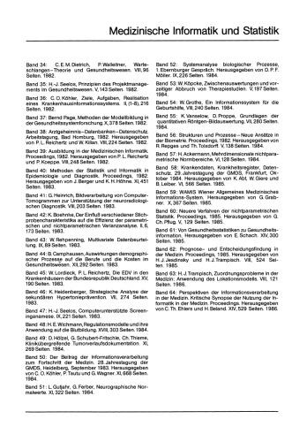 ﻿دیدگاه های پردازش اطلاعات در پزشکی خلاصه انتقادی استفاده از علوم کامپیوتر در پزشکی: سی و یکمین نشست سالانه GMDS گوتینگن، سپتامبر 1986 مجموعه مقالات