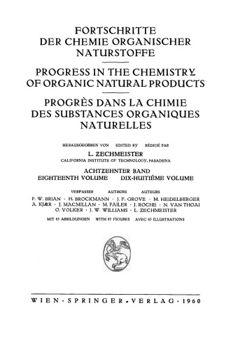 ﻿پیشرفت در شیمی محصولات طبیعی ارگانیک / پیشرفت در شیمی محصولات طبیعی ارگانیک / Progres Dans la Chimie des Substances Organiques Naturelles