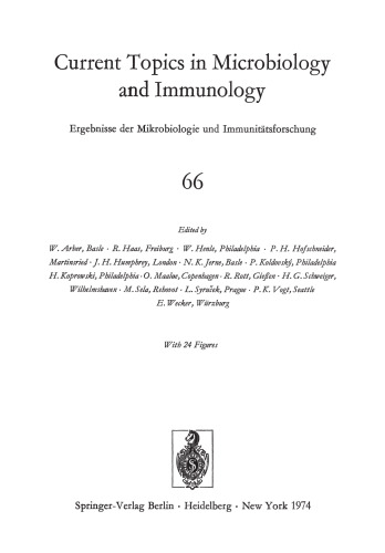 مباحث کنونی در میکروب شناسی و ایمونولوژی: Ergebnisse der Mikrobiologie und Immunitatsforschung