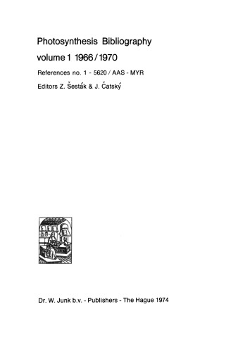 ﻿کتاب فتوسنتز جلد 1 1966/1970: مراجع شماره. 1 – 5620 / AAS - MYR