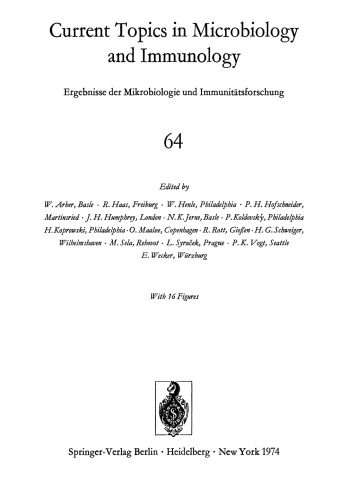 مباحث کنونی در میکروب شناسی و ایمونولوژی: Ergebnisse der Mikrobiologie und Immunitatsforschung
