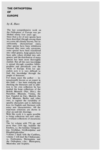 ﻿Die Orthopteren Europas II / The Orthoptera of Europe II: Volume II