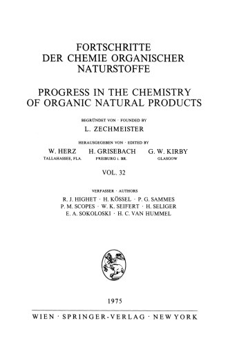 Fortschritte der Chemie Organische Naturstoffe / پیشرفت در شیمی از محصولات طبیعی آلی