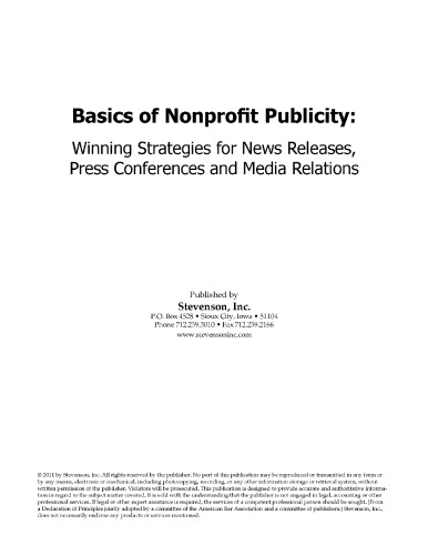 ﻿مبانی تبلیغات غیرانتفاعی: استراتژی های برنده برای انتشار خبری، کنفرانس های مطبوعاتی و روابط رسانه ای
