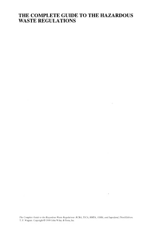 ﻿راهنمای کامل مقررات زباله های خطرناک: RCRA، TSCA، HMTA، OSHA، و Superfund، ویرایش سوم