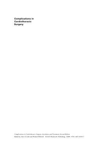 ﻿عوارض در جراحی قلب توراسیک: اجتناب و درمان، ویرایش دوم