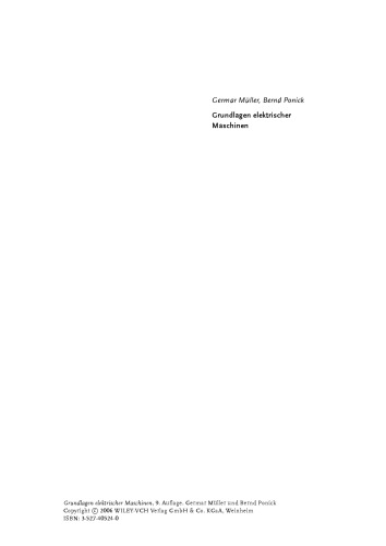 ﻿Grundlagen elektrischer Maschinen، Neunte Auflage