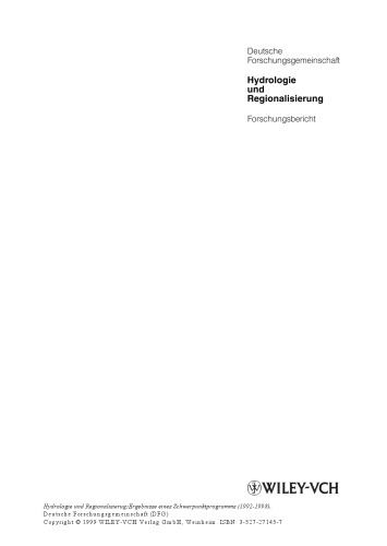 ﻿Hydrologie und Regionalisierung: Ergebnisse eines Schwerpunktprogramms (1992-1998)