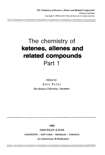 ﻿Ketenes ، Allenes و ترکیبات مرتبط: جلد 1 (1980)