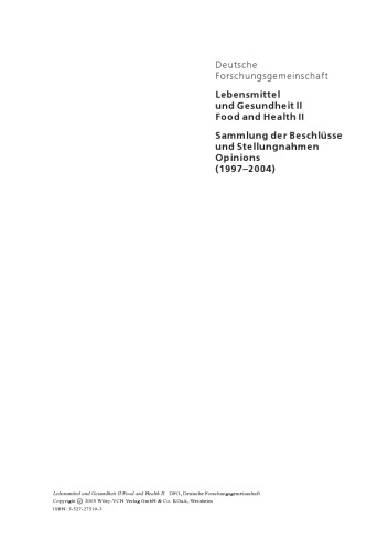 ﻿غذا و سلامت II / غذا و سلامت II: مجموعه تصمیمات و بیانیه ها / نظرات (1997-2004)