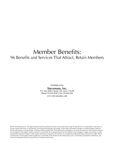 Member Benefits: 96 Benefits and Services that Attract, Retain Members