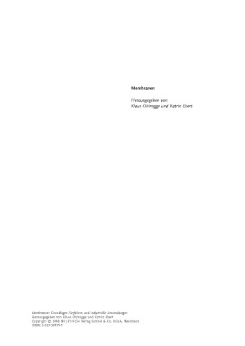Membranen: Grundlagen, Verfahren und industrielle Anwendungen