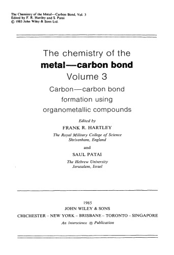 The Metal - Carbon Bond: Volume 3 (1985)