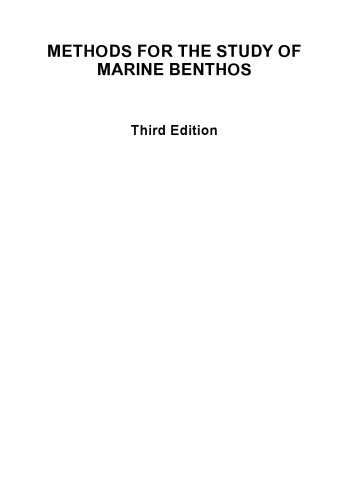 Methods for the Study of Marine Benthos, Third Edition