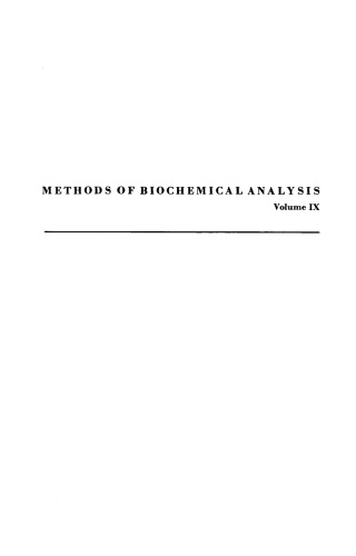 Methods of Biochemical Analysis, Volume 9