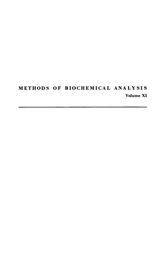 Methods of Biochemical Analysis, Volume 11