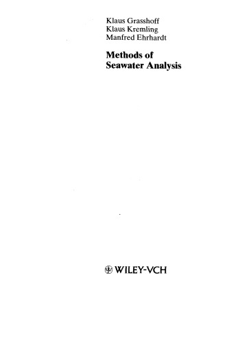 Methods of Seawater Analysis, Third Edition