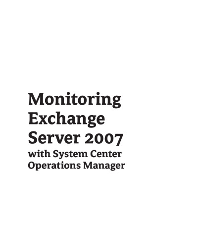 Monitoring Exchange Server 2007 with System Center Operations Manager