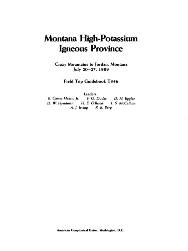 Montana High-Potassimn Igneous Province: Crazy Mountains to Jordan, Montana