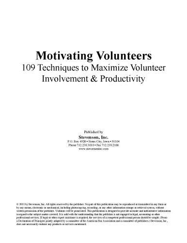 Motivating Volunteers: 109 Techniques to Maximize Volunteer Involvement & Productivity