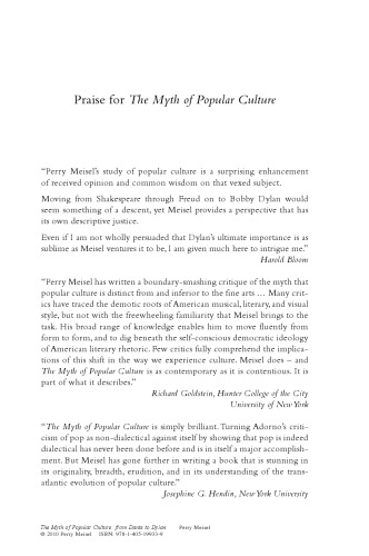 The Myth of Popular Culture: from Dante to Dylan