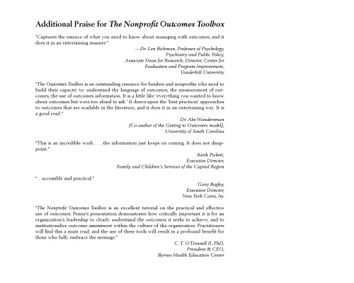 The Nonprofit Outcomes Toolbox: A Complete Guide to Program Effectiveness, Performance Measurement, and Results