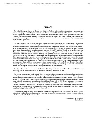 Oceanography of the Southeastern U.S. Continental Shelf