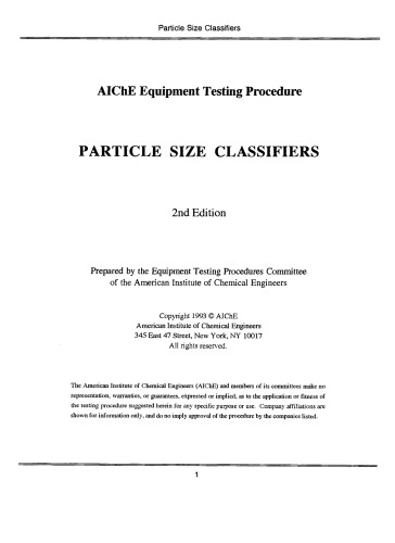 Particle Size Classifiers, Second Edition