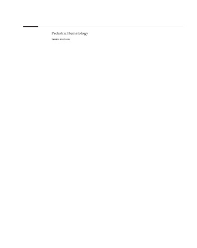 Pediatric Hematology, Third Edition