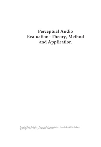 Perceptual Audio Evaluation-Theory, Method and Application