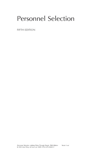Personnel Selection: Adding Value Through People, Fifth Edition