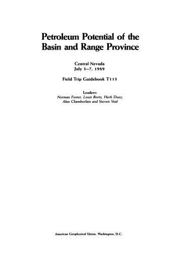 Petroleum Potential of the Basin and Range Province: Central Nevada July 3-7, 1989
