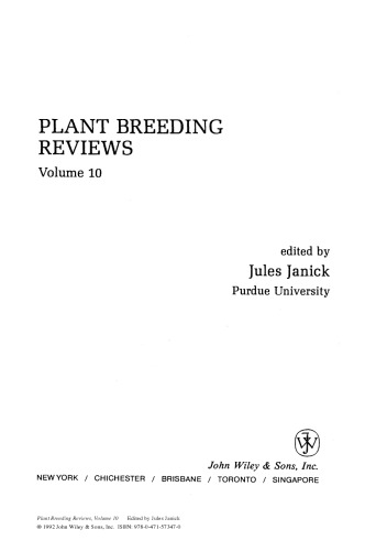 Plant Breeding Reviews, Volume 10