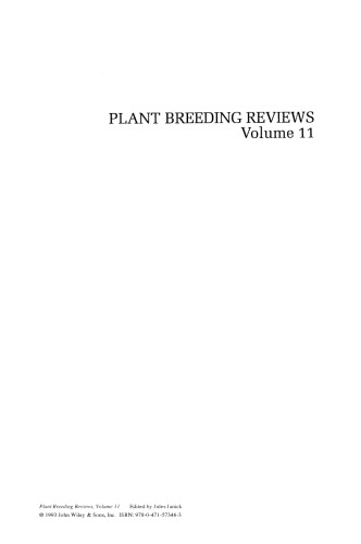 Plant Breeding Reviews, Volume 11