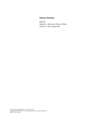 Polymer Brushes: Synthesis, Characterization, Applications