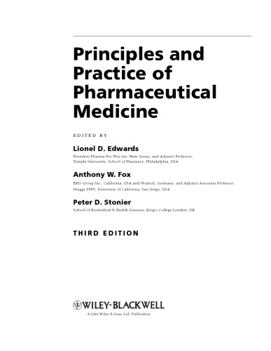 Principles and Practice of Pharmaceutical Medicine, Third Edition
