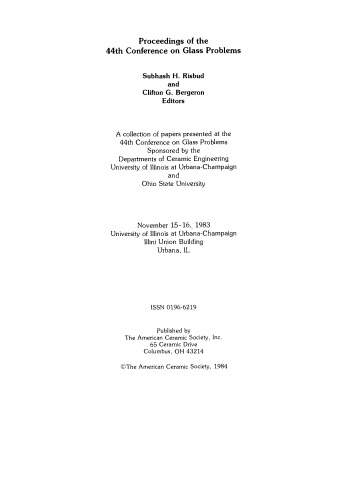 Proceedings of the 44th Conference on Glass Problems: Ceramic Engineering and Science Proceedings, Volume 5, Issue 1/2