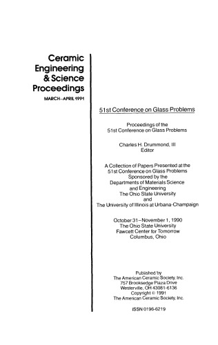 Proceedings of the 51st Conference on Glass Problems: Ceramic Engineering and Science Proceedings, Volume 12, Issue 3/4