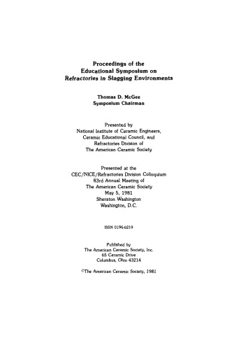 Proceedings of the Educational Symposium on Refractories in Sagging Environments: Ceramic Engineering and Science Proceedings, Volume 2