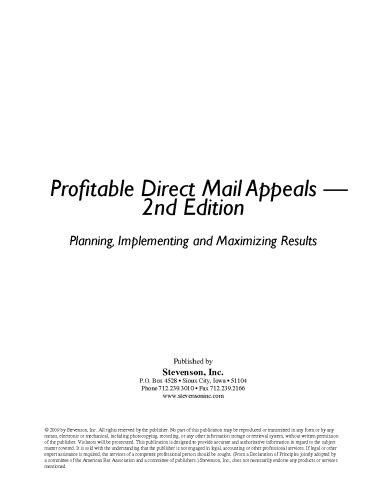 Profitable Direct Mail Appeals: Planning, Implementing and Maximizing Results, Second Edition