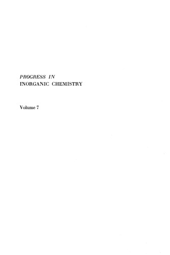 Progress in Inorganic Chemistry, Volume 7