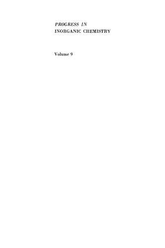 Progress in Inorganic Chemistry, Volume 9