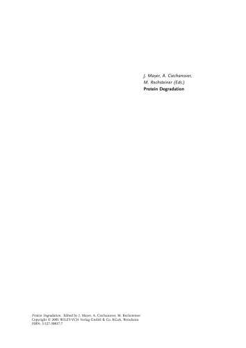 Protein Degradation: Ubiquitin and the Chemistry of Life, Volume 1