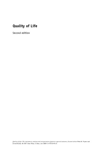 Quality of Life: The Assessment, Analysis and Interpretation of Patient-Reported Outcomes, Second edition
