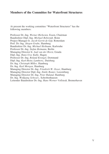 Recommendations of the Committee for Waterfront Structures, Harbours and Waterways, Eighth Edition