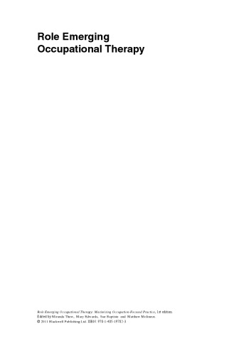 Role Emerging Occupational Therapy: Maximising Occupation-Focused Practice