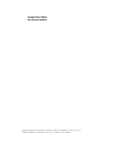 Sample Size Tables for Clinical Studies, Third Edition