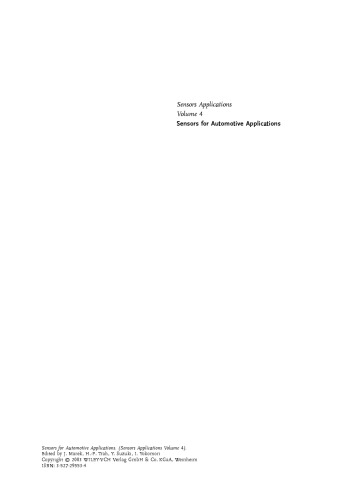 Sensors for Automotive Applications, Volume 4